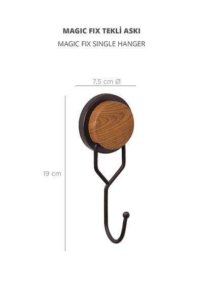 Okyanus Home Umeraș unic cu model din lemn Magic Fix Magic Sticky Black