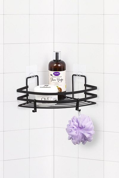 Okyanus Home Magic Fix Magic Sticky Μαύρο Τρίγωνο Γωνιακό Στήριγμα με Γάντζους