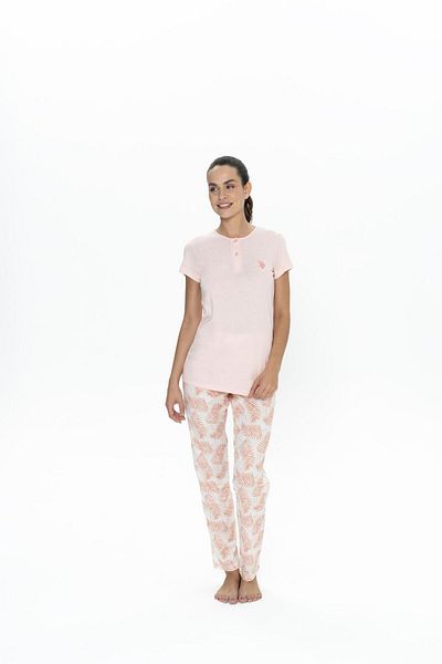 U.S. Polo Assn. Us Polo - Crew Neck, Buttoned Pajama Set, 50% Modal 50% Mine