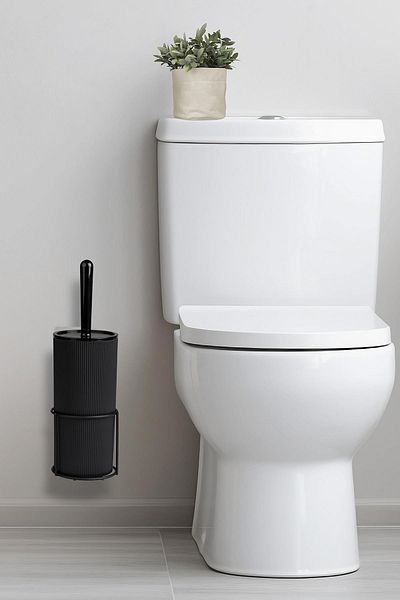 Okyanus Home Μαύρη Eco Magic Κρεμαστή Στρογγυλή θήκη για βούρτσα Mina WC