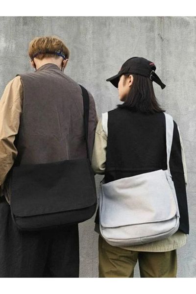 MODA Geantă neagră unisex Messenger