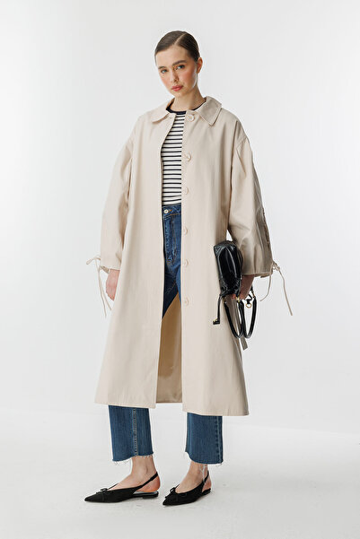 Hooopstore Rose Pelerin Detaylı Taş Trençkot