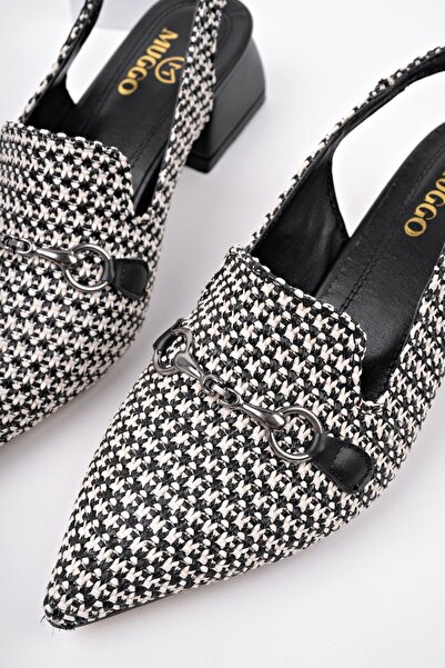 MUGGO Herjee Pointed Toe Open Back Straw Women's Casual Low Heeled Shoes