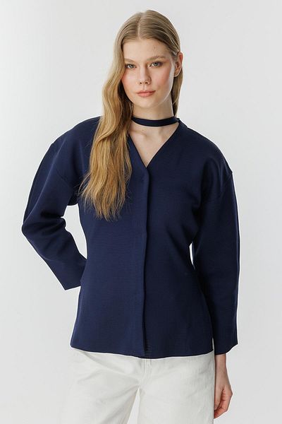 Hooopstore Cardigan albastru marin mercerizat Naye
