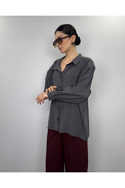 deqfashion Anthracite Modal Fabric Oversize Casual Shirt