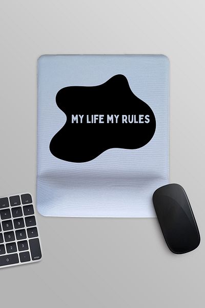 qoeuyl boutique My Life My Rules Τυπωμένο ορθογώνιο ποντίκι με υποστήριξη καρπού