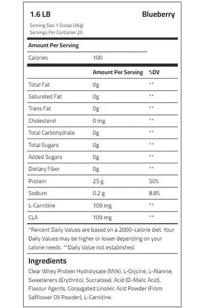 Body Builder Juicy Clear ISO Whey, Blueberry, 1.6 LB
