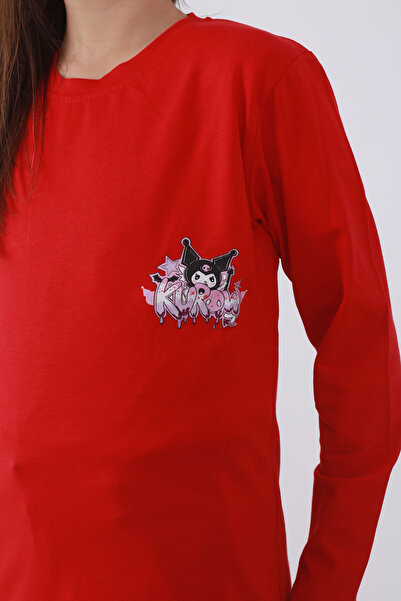 Çiggo Kids Kuromi Printed Girl's Crew Neck Cotton Sweatshirt