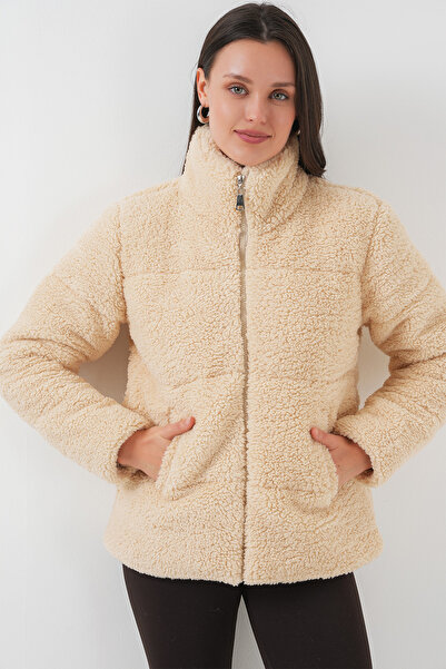 Bigdart 5178 Astarlı Peluş Mont - Krem