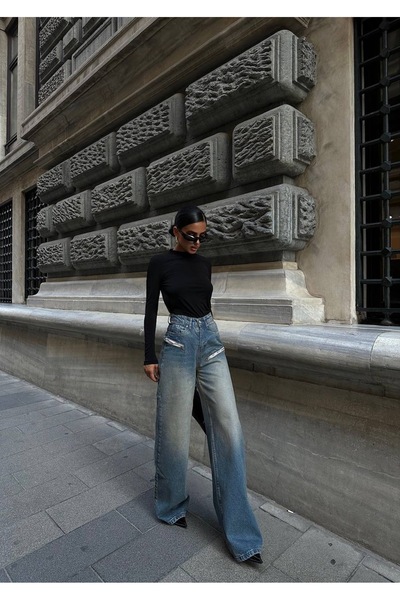 DEEFWEAR Detail zipu Premium Series Palazzo Jean Kalhoty