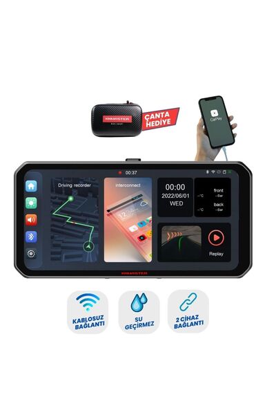 Knmaster MOTOPLAY 1000 – 6.25” Kablosuz CarPlay & Android Auto Destekli Motosiklet Multimedya Ekranı