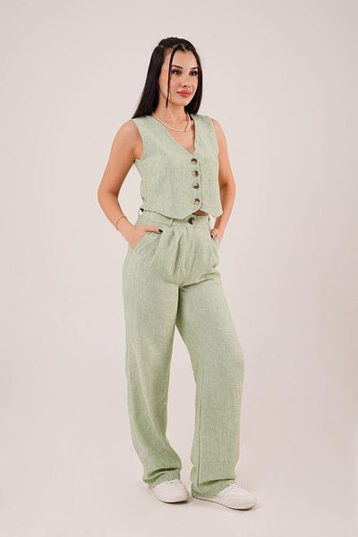 Hipo Trend Mint İkimetre Technical Linen Vest and Pants Set