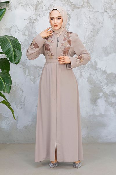 Neva Style Beige Hijab Ferace Knitting Craft 29124Bej