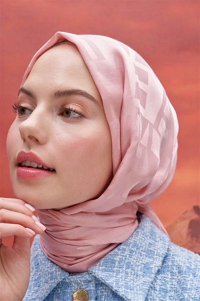carell Italian Silk Jacquard Print Powder Shawl