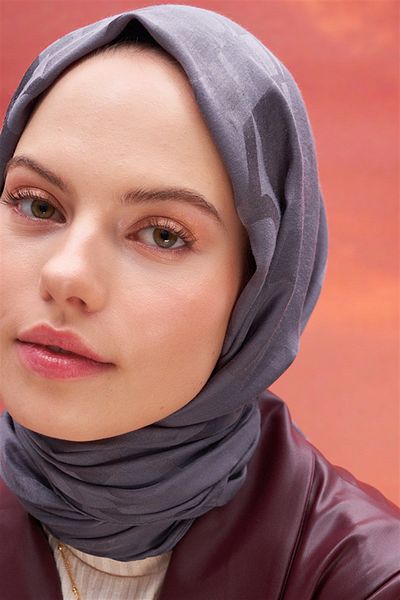 carell Samra Ilhan - Carell Writing Pattern Jacquard Italian Silky Shawl