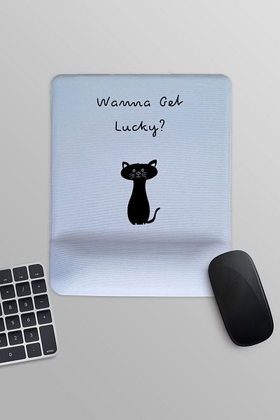 qoeuyl boutique Θέλετε να πάρετε Lucky Cat με τυπωμένο ορθογώνιο ποντίκι με στήριγμα καρπού