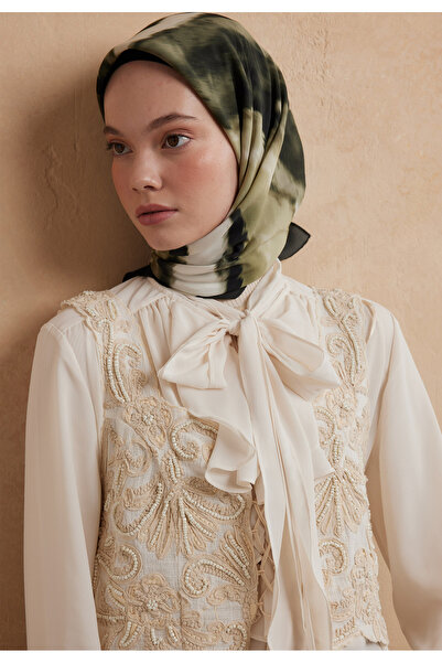 Fresh TIE DYE DESEN PAMUK İPEK EŞARP ORMAN YEŞİLİ