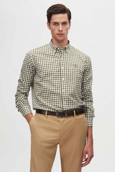D'S Damat Πουκάμισο Ds Damat Slim Fit Πράσινο καρό καρό