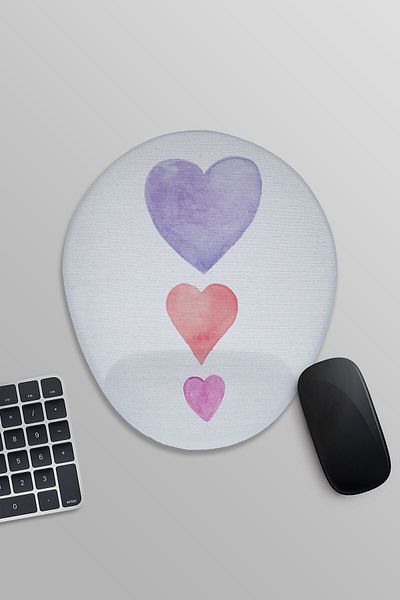 qoeuyl boutique Retro Hearts Printed Οβάλ Mousepad με υποστήριξη καρπού