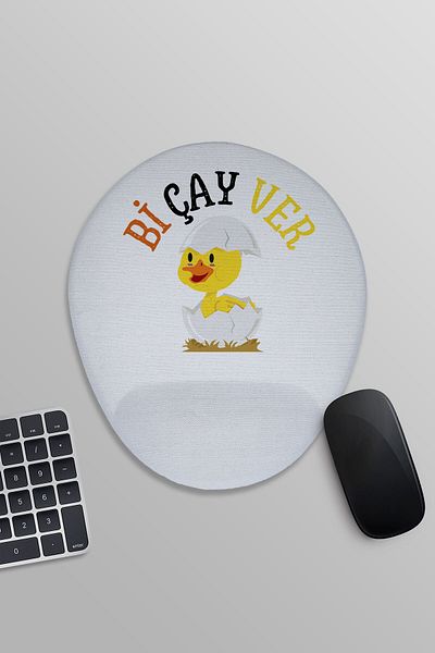 qoeuyl boutique Give Me Tea Funny Fun τυπωμένο οβάλ ποντίκι με στήριγμα καρπού
