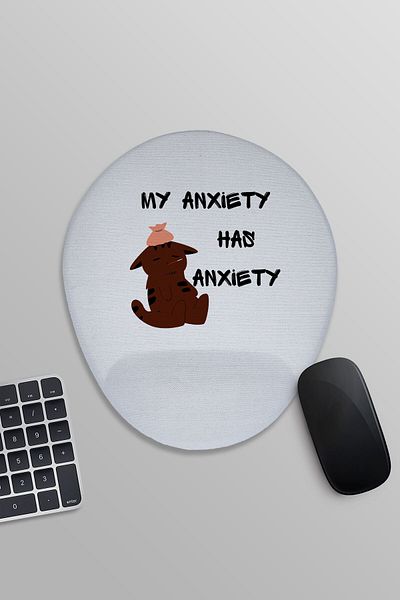 qoeuyl boutique Το My Anxiety Has Anxiety Printed Οβάλ Mousepad με υποστήριξη καρπού