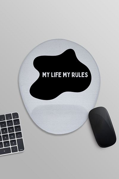 qoeuyl boutique My Life My Rules Mousepad oval imprimat cu suport pentru încheietura mâinii