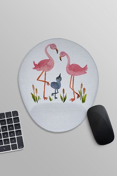 qoeuyl boutique Flamingo Garden Printed Oval Wrist Support Mousepad