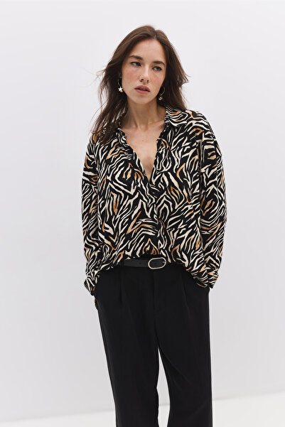 No Matter What Snap Fastener Patterned Shirt
