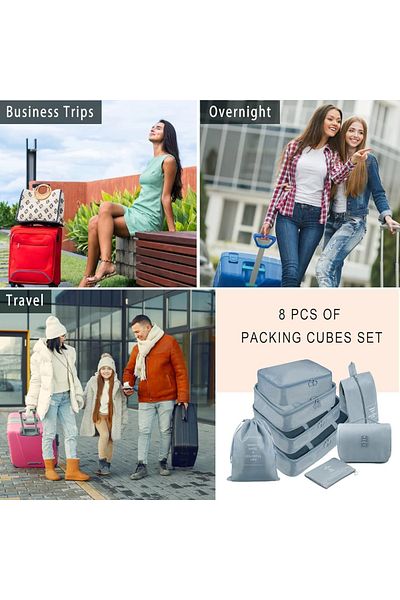 COOYA 7 PCS Portable Travel Storage Bags Set, nylon fabric, soft and smooth, Suitable for outdoor, Gray