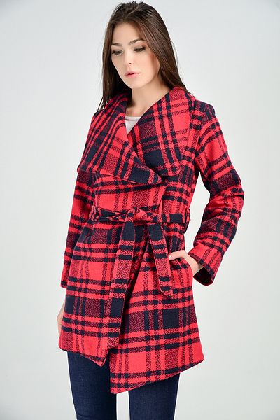 Sense Large Collar Coat| Kbn13055 Red Black