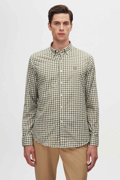 D'S Damat Πουκάμισο Ds Damat Slim Fit Πράσινο καρό καρό