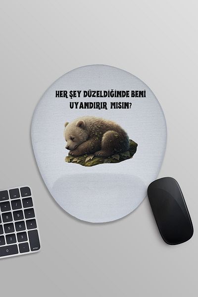 qoeuyl boutique When Everything Is Fixed Wake Me up Printed Oval Wrist Rest Mousepad