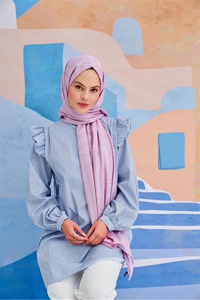 carell Lilac Italian Silk Houndstooth Jacquard Shawl