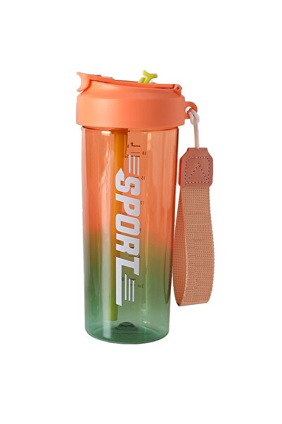 GÜZELYÜZ AVM İce Gold Şeffaf Sport Matara 650ml | Pipetli Ve Normal Içim Model 2in1 Öğrenci Su Şişesi Suluk 650ml