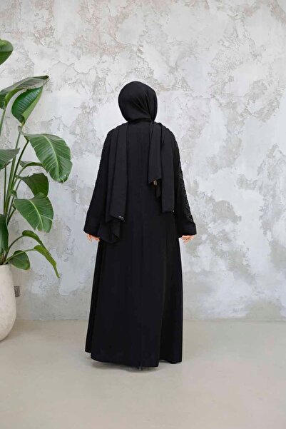 Neva Style Черна хиджаб абая с мъниста 29123S