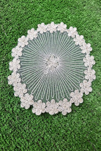 Emtory Home 6 Pieces Tasnime Model Gold Floral Coasters & Cocktail Napkins - Dowry Guipure Lace