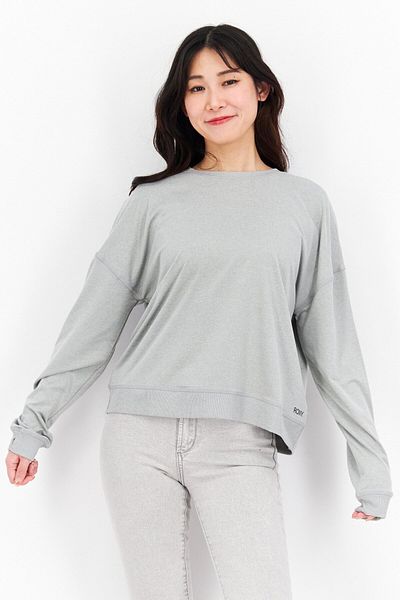 Roxy Women Crew Neck Long Sleeve Plain Sweatshirt, Grey