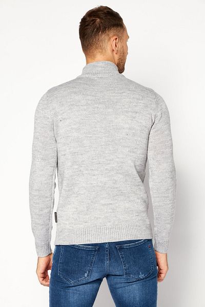 French Connection Men High Neck Knitted Long Sleeve Sweater, Grey