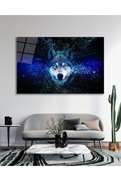 BestSanat Sofistike Kurt Portresi Cam Tablo