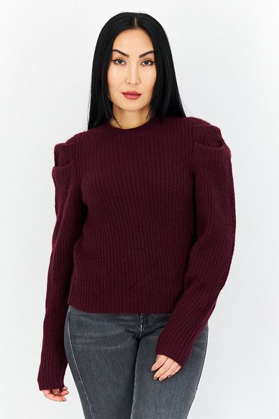 Aqua Women Round Neck Knitted Sweater, Maroon