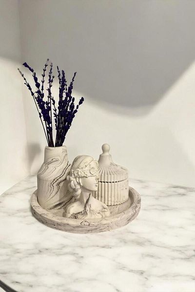 Znp Home Σετ ειδώλιο βάζου διακοσμητικό δώρο με μαρμάρινο σχέδιο