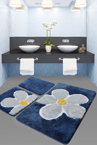 Chilai Home Blue Flower Σετ 3 τεμαχίων - Μοκέτα μπάνιου 8683264339998   Ακρυλικό