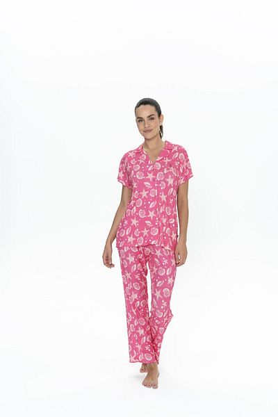 U.S. Polo Assn. Set de pijamale pentru femei Polo, cu nasturi, imprimat, vascoza