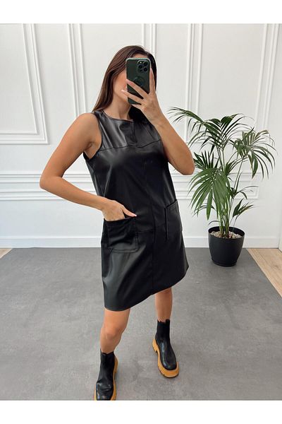 Maldia Shop Rochie neagră pentru damă, cu buzunar cu fermoar