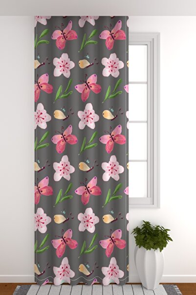 ZÜPER TEKSTİL Güneşlik Perde Çocuk Odası Kelebek Ve Çiçekler Kız Çocuk Odası ...