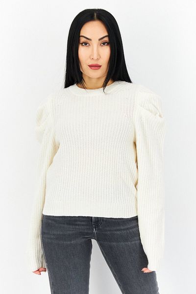 Aqua Women Round Neck Knitted Sweater, Ivory