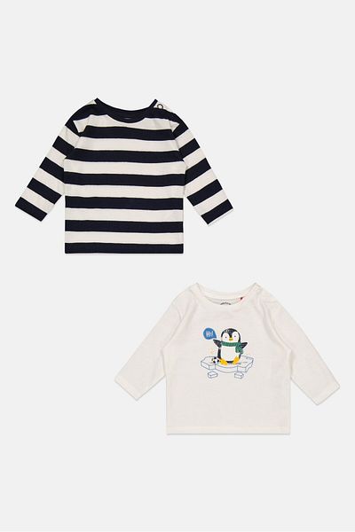 s.Oliver Toddlers Boy 2 Pcs Long Sleeve Graphic Print Top, White