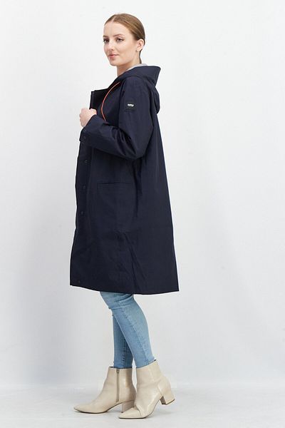 Aigle Women Drawstring Hooded Plain Jacket, Navy
