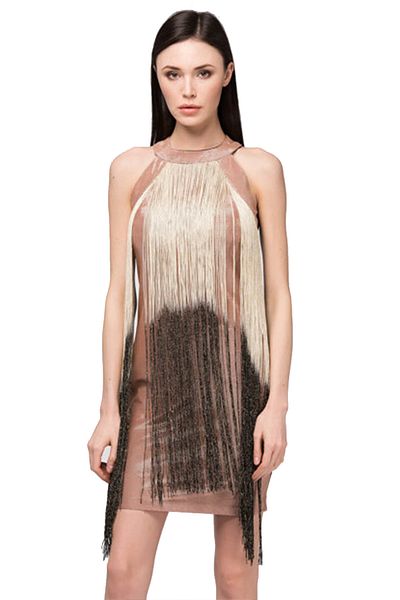 Sense Glittery Tassel Λεπτομερές βραδινό φόρεμα| Elb31269 Σκόνη