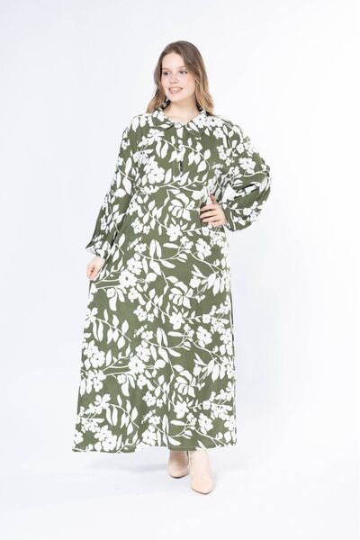 mervemoda Γυναικείο μακρύ plus size υφαντό φόρεμα βισκόζης